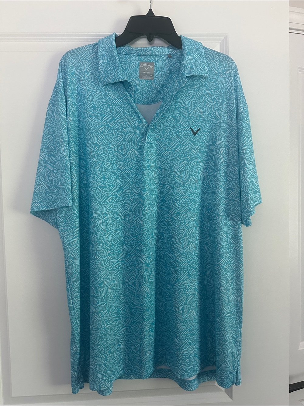 Callaway Men's Aqua Blue Patterned Golf Polo